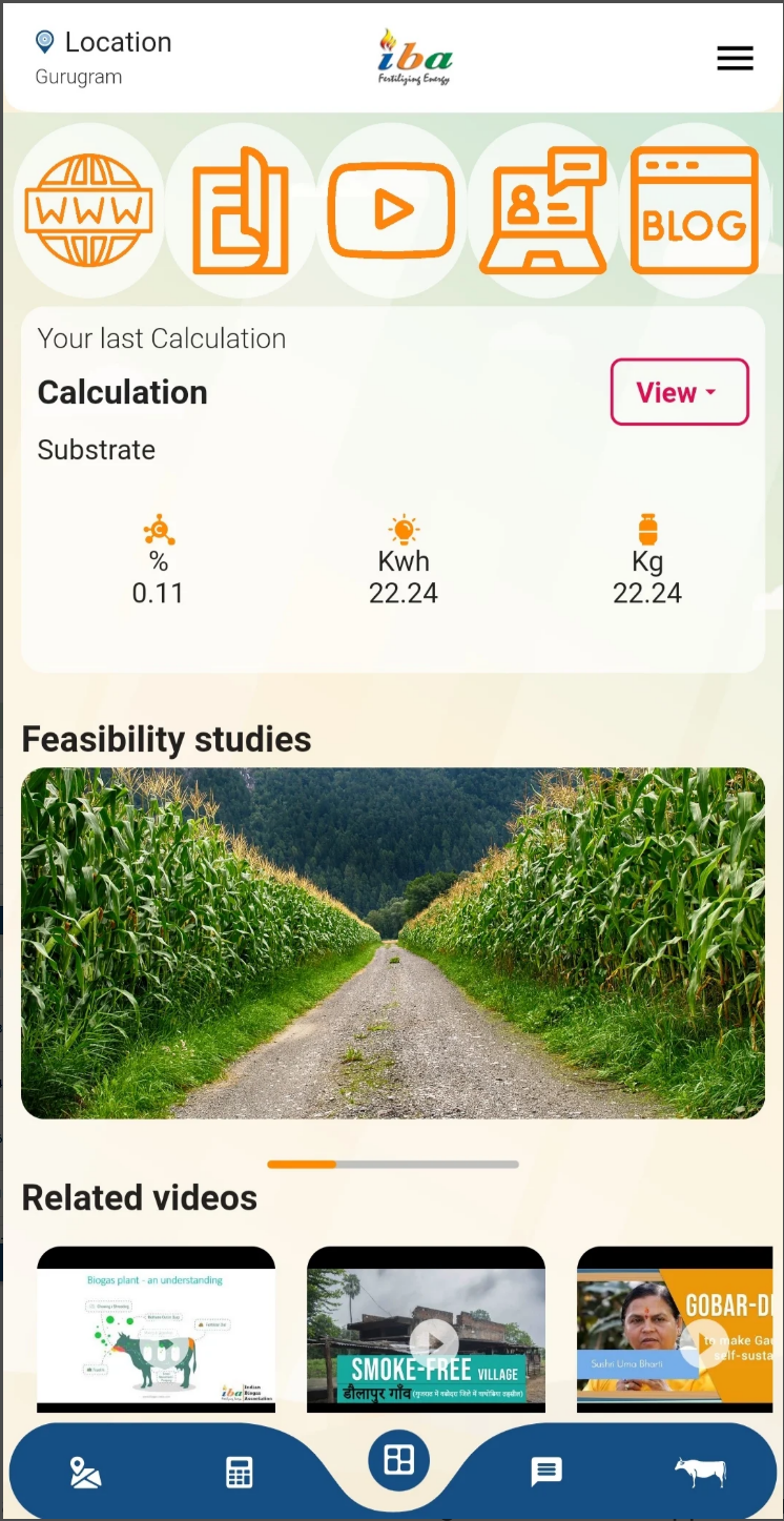 IBA Biogas App screen