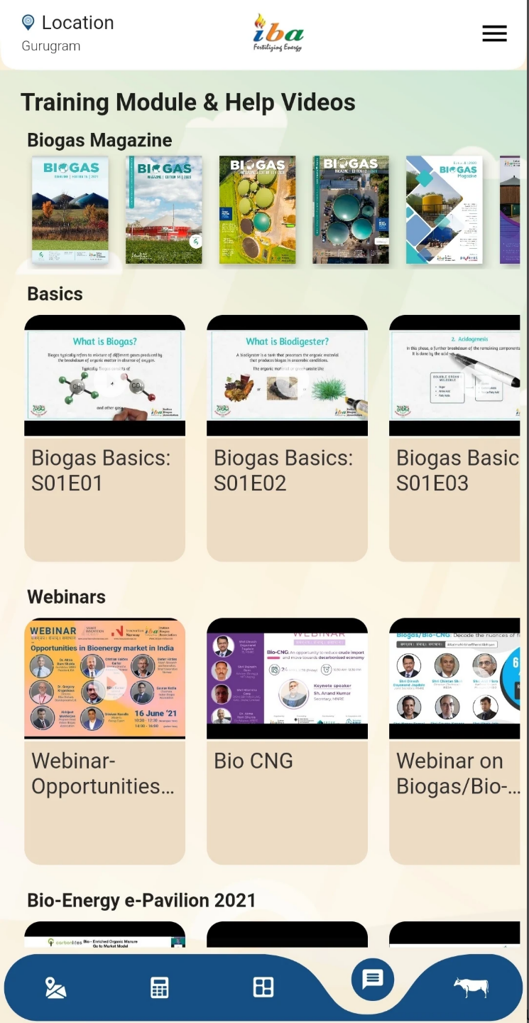IBA Biogas App screen